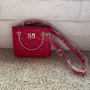 Badgley Mischka Red Crossbody Bag with Gold Details